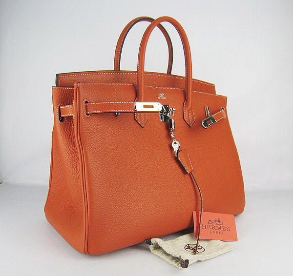 Replica Hermes Birkin 40CM Togo Bag Light Orange 6099 Online - Click Image to Close